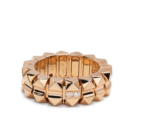 anillo piramidal en oro rosa de 18kt con diamantes